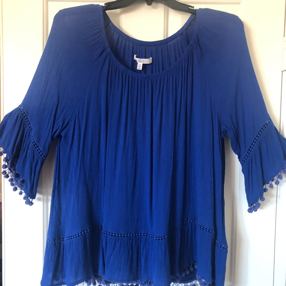 Fever blouse with open detail on bottom & sleeves